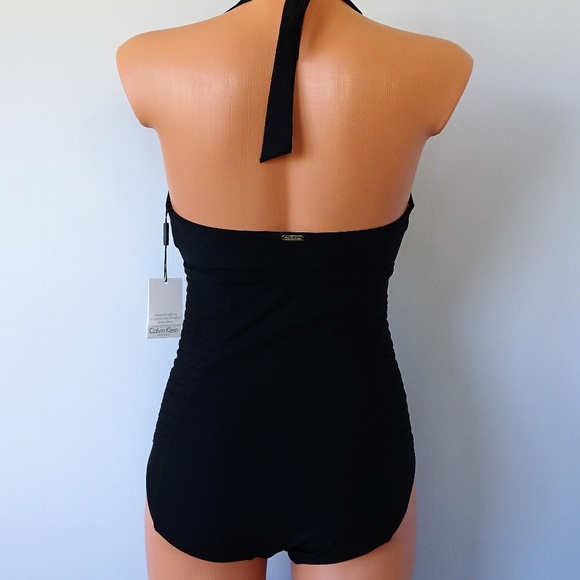 Calvin Klein NWT Black Pleated One Piece Swimsuit - Picture 3 of 4